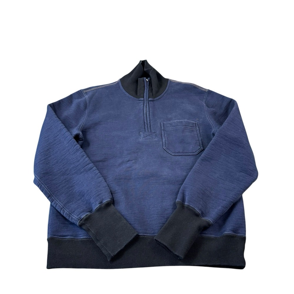 Guideboat Co. Reliance Garments Blue Heavy Weighted Half Zip Pullover Size M